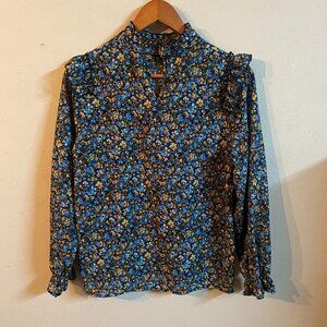 CLASSIC FASHION COLLECTION SMALL MULTI-COLOR LONG-SLEEVE FLORAL TOP